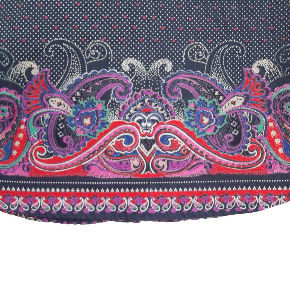 ROBERT GRAHAM Polka Dot Paisley Border Button Front Cotton Womens Blouse Sz 2 - Picture 10 of 14